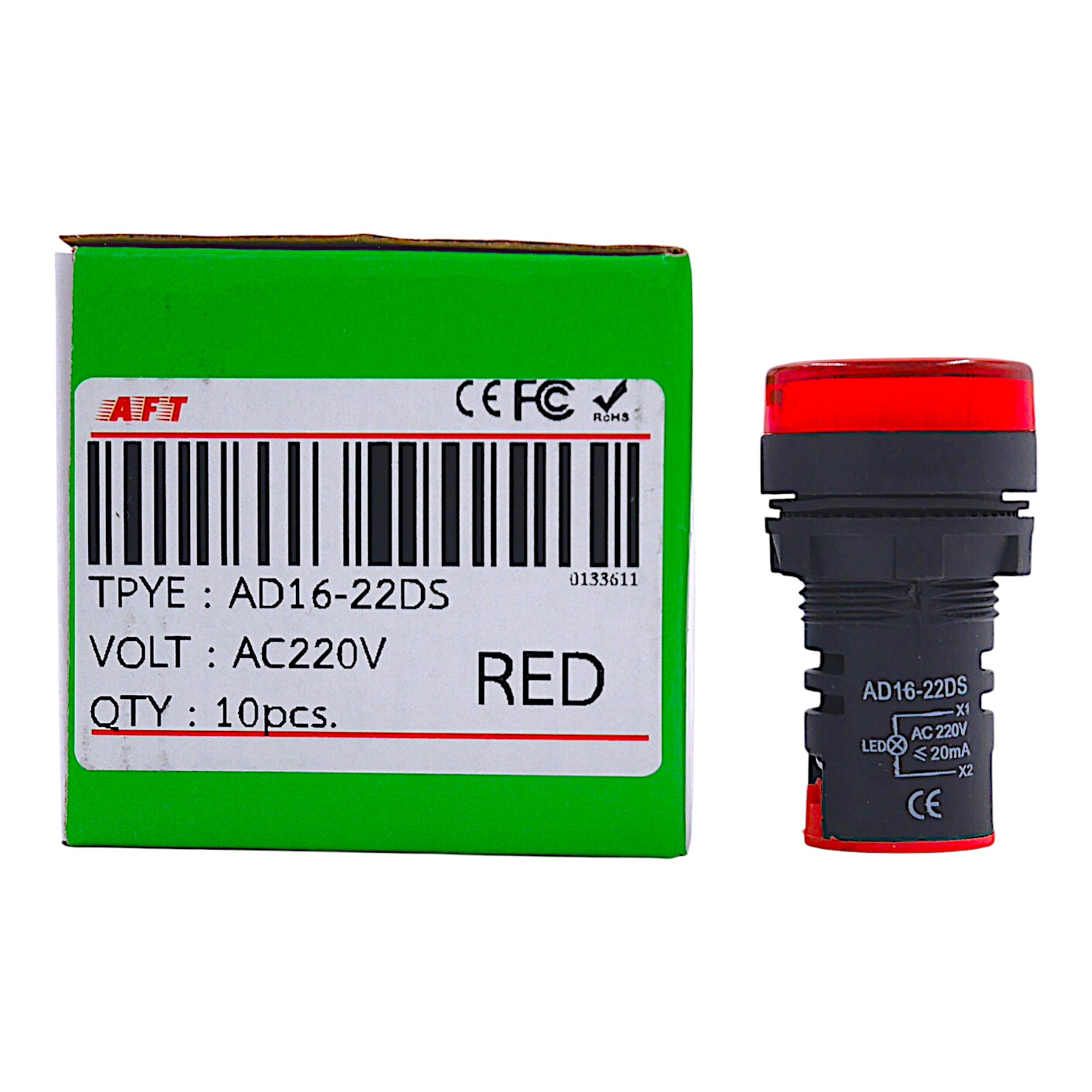 AD16-22DS AC220V ไพล๊อตแลมป์ 22มิล - Image 2